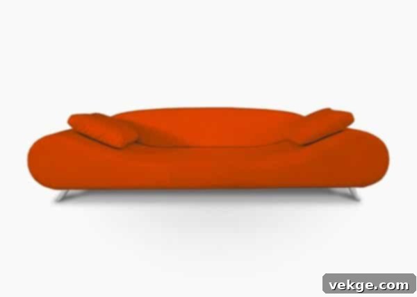Vibrant retro orange sofa as a living room centerpiece