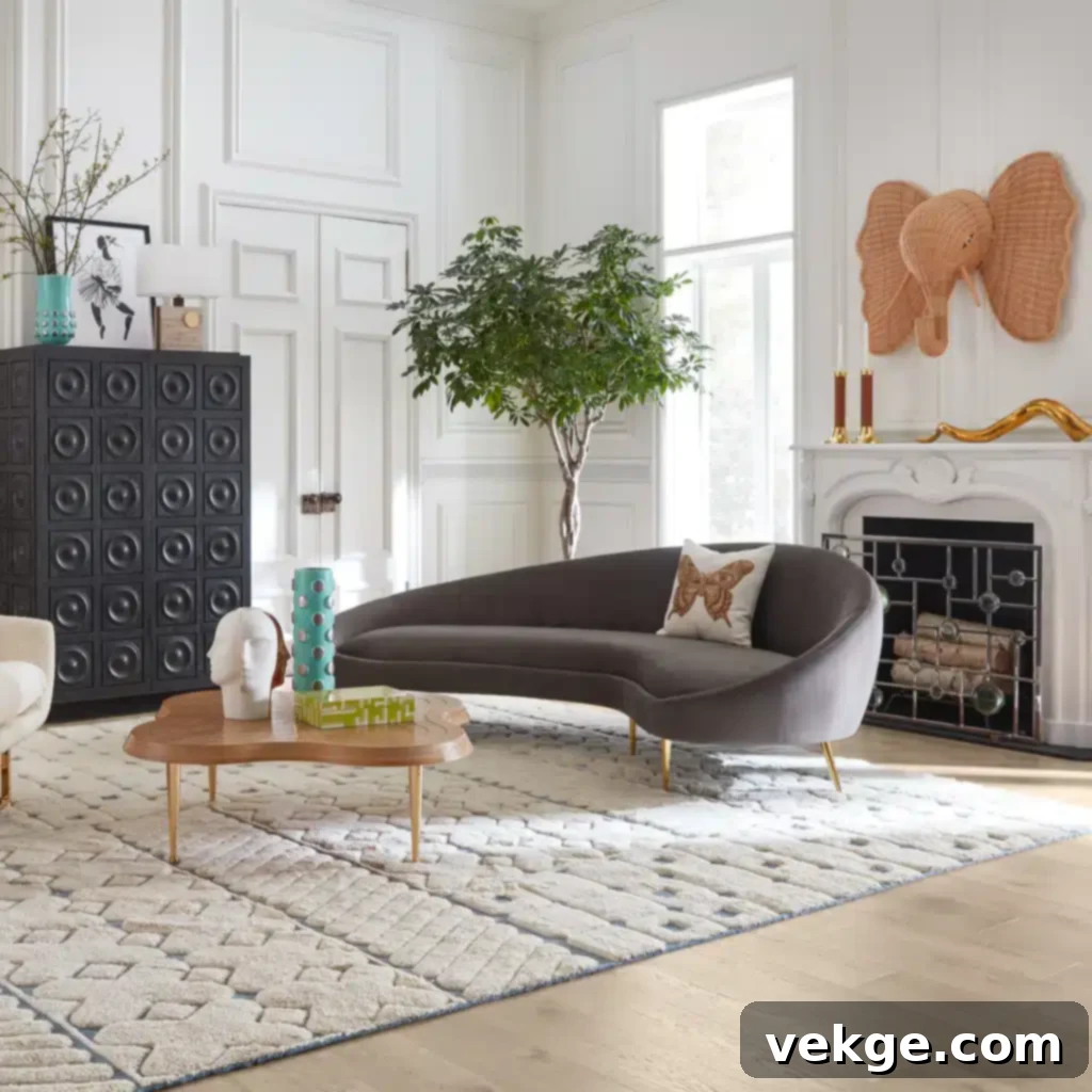 Elegant Ether Curved Sofa with crescent shape in a contemporary setting