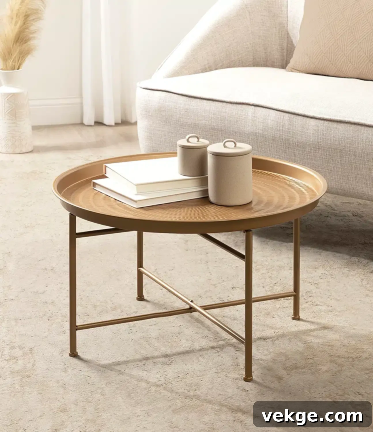 Boho-Chic Hammered Metal Dining Table with Dark Metallic Gold Finish