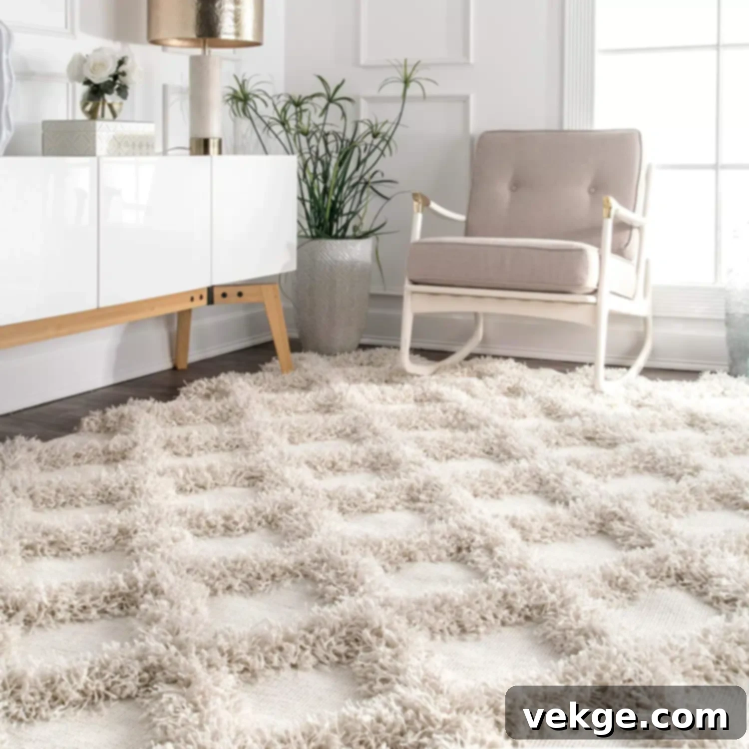 Shag Trellis Pattern Scandinavian Rug