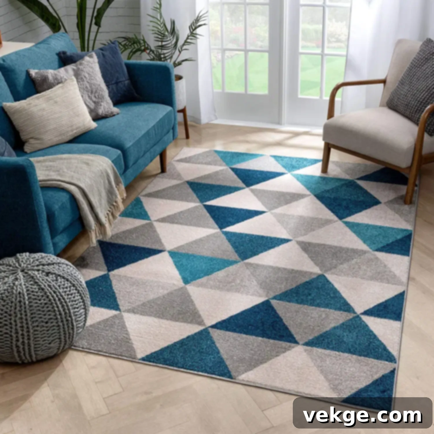Modern Scandinavian Colorblock Triangles Rug