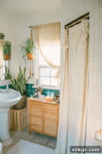 Budget-friendly bohemian bathroom transformation with colorful tile stickers