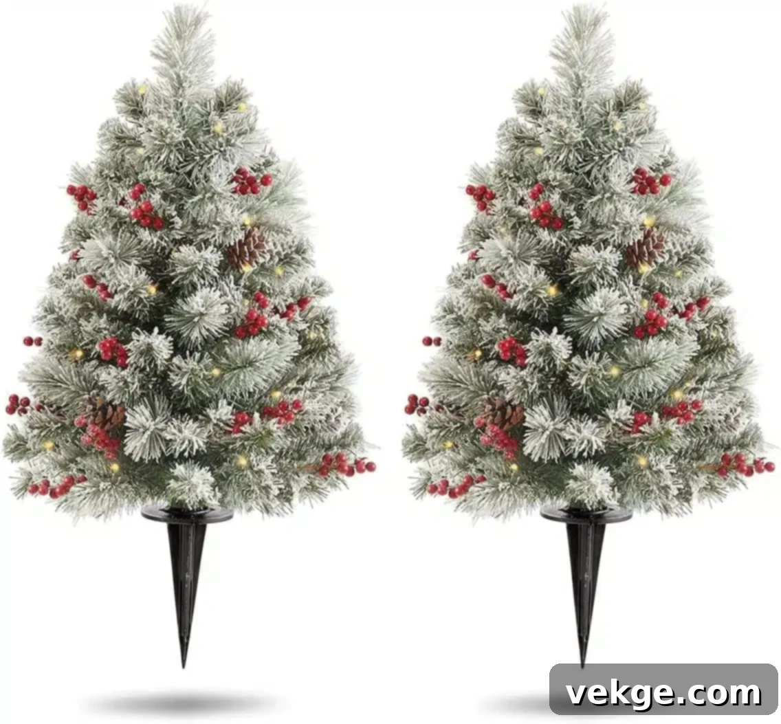 OasisCraft 24 Inch Outdoor Christmas Tree 2 Set