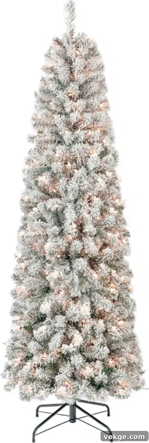 HomeKaren Flocked Pencil Christmas Tree