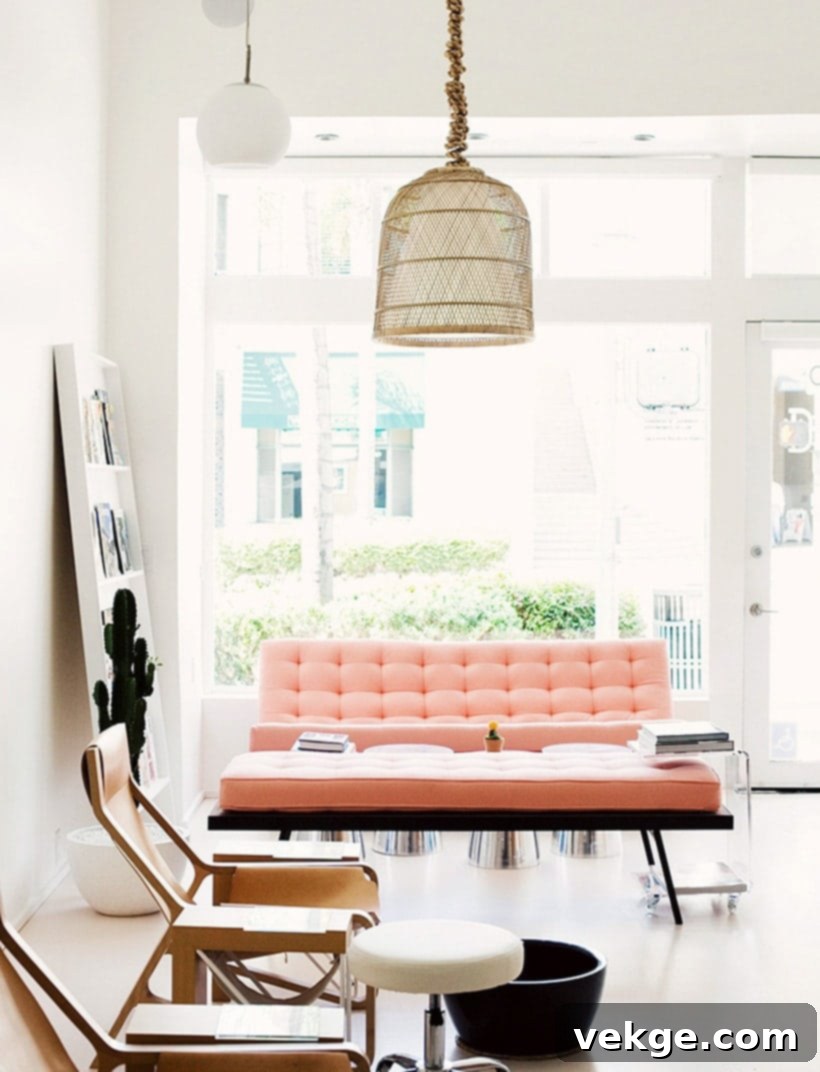 Pink-Tufted-Sofa-and-Bench Scandinavian style touch