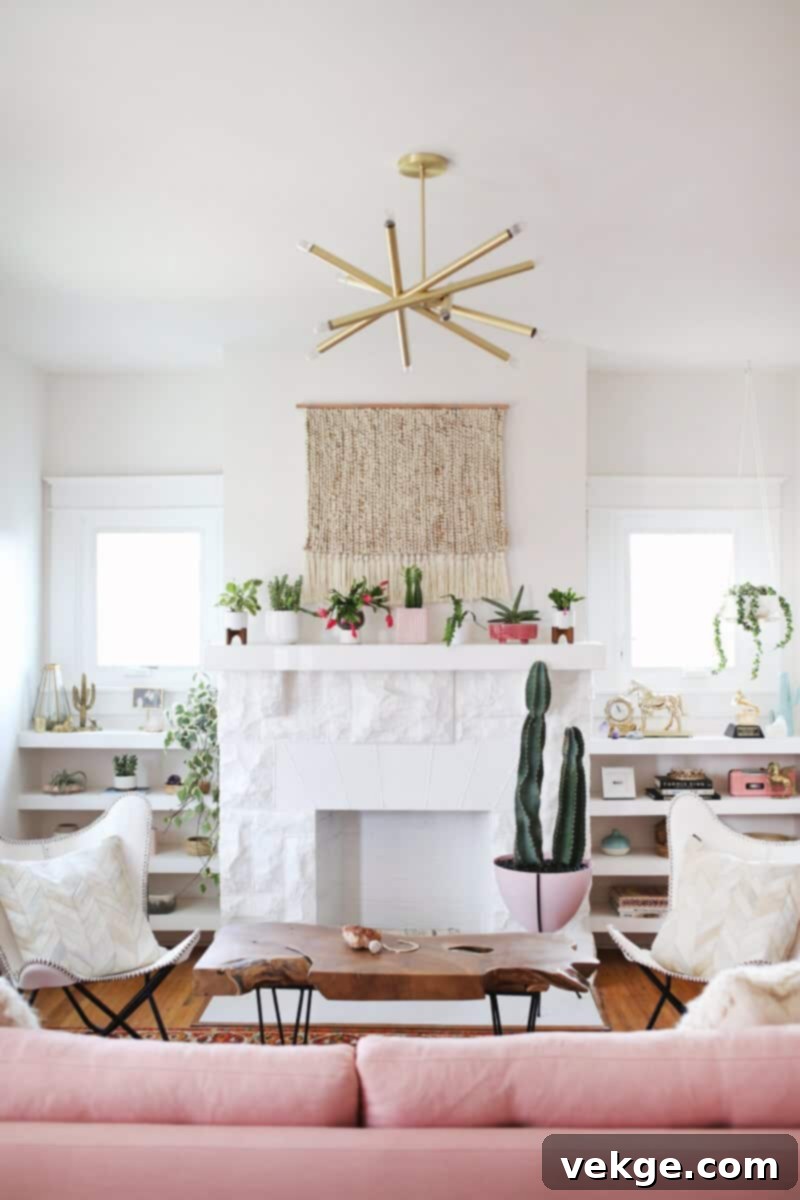 Pink Couch With Gold Brass Decor 