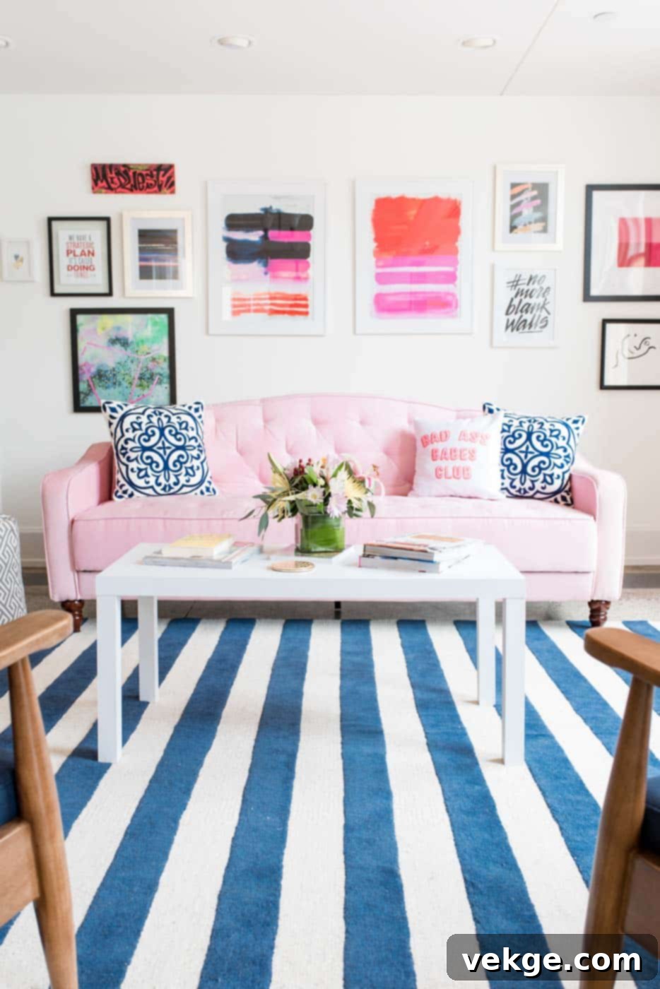 Living Room with Pink Sofa