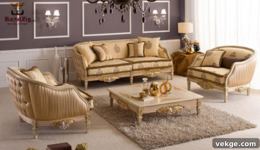 Royal Luxury Classic Style Golden Sofa Set