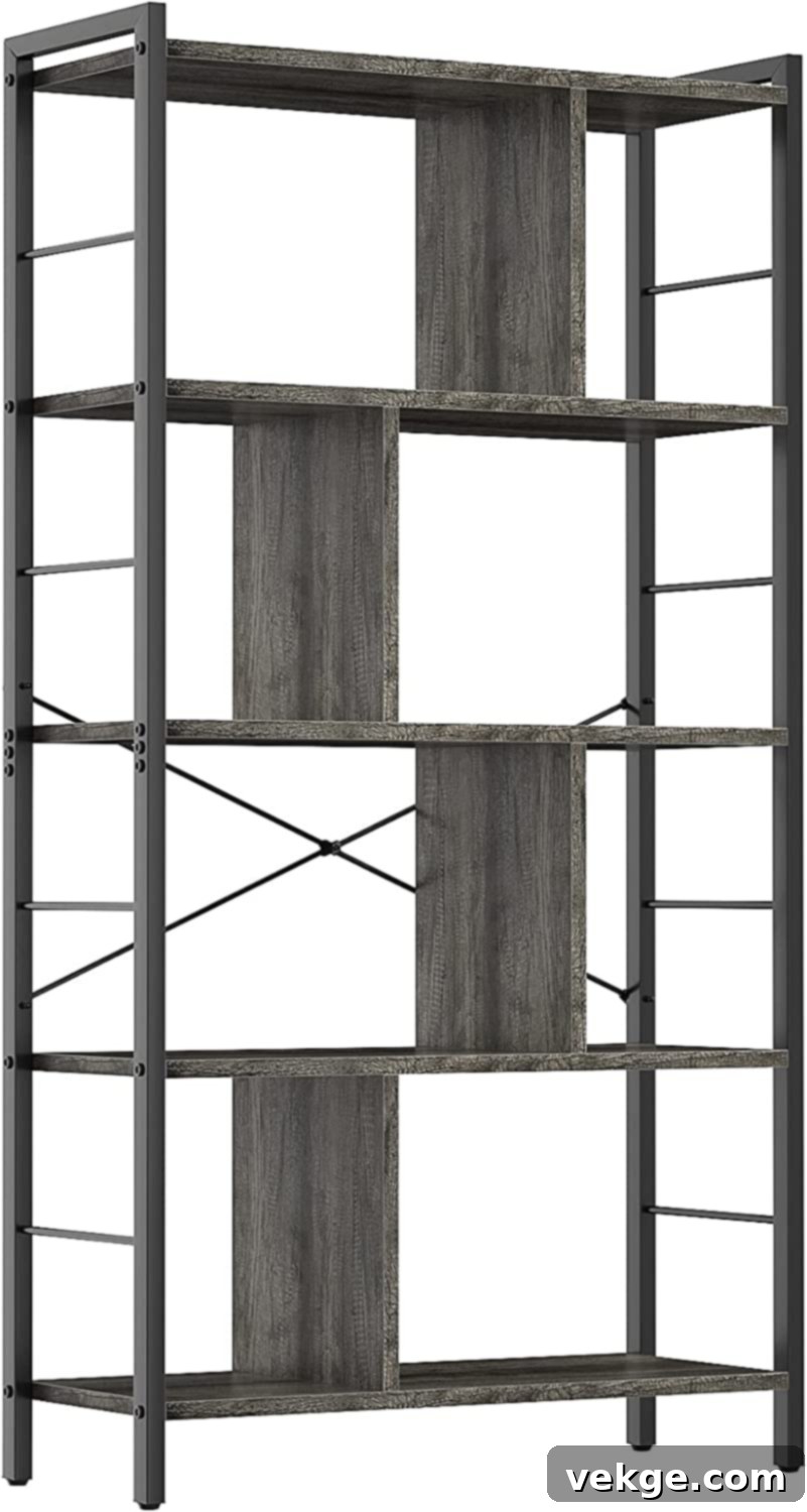 Modern Bookcase Wood Metal Frame