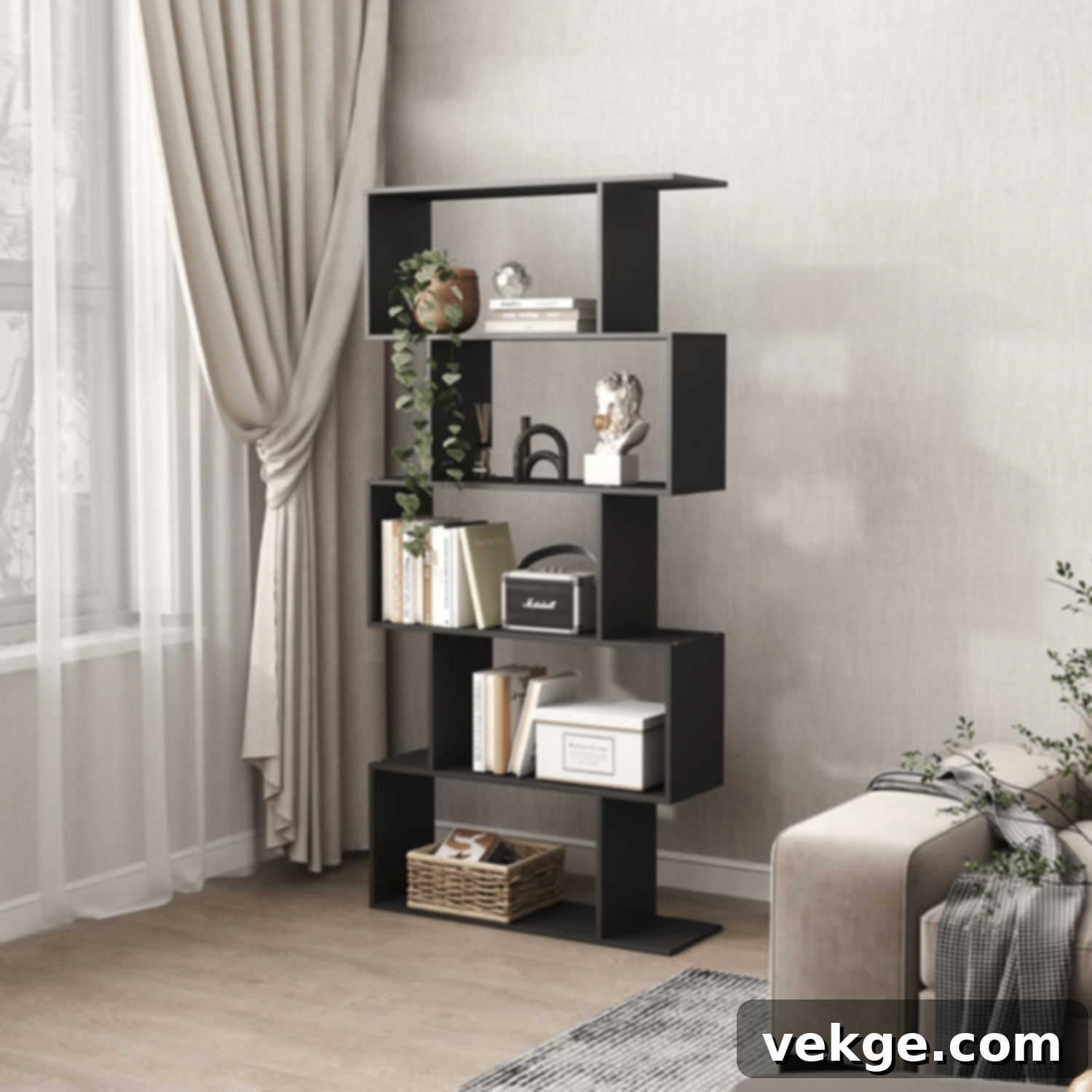5-Tier Geometric Bookcase