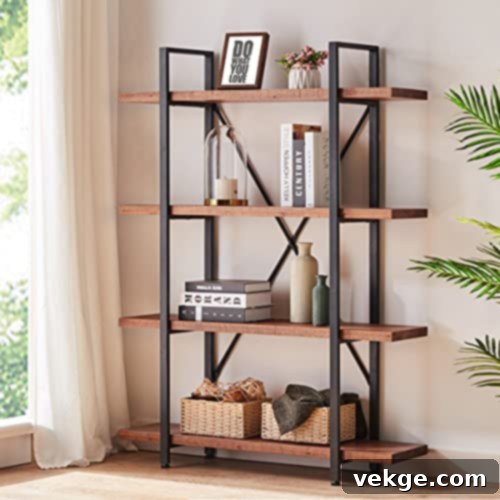 4-Tier Industrial Shelf Bookcase