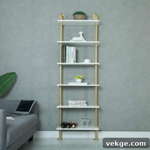 Industrial 6-Tiers Modern Ladder Shelf Bookcase