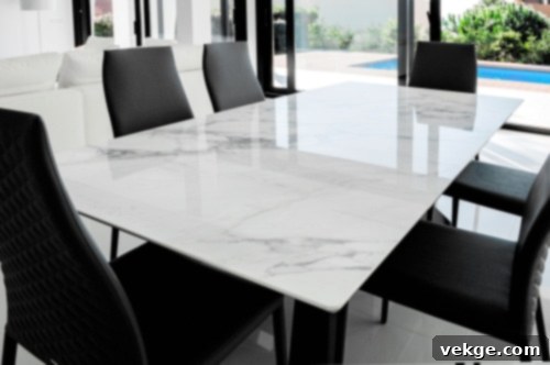 Luxurious Marble Dining Table with Black Chairs