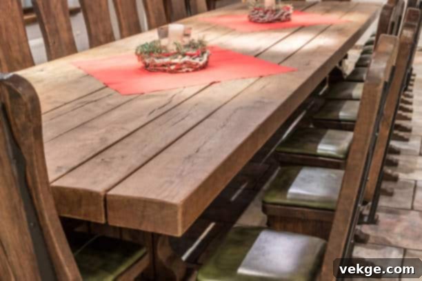 Rustic Dining Table with Natural Wooden Textures