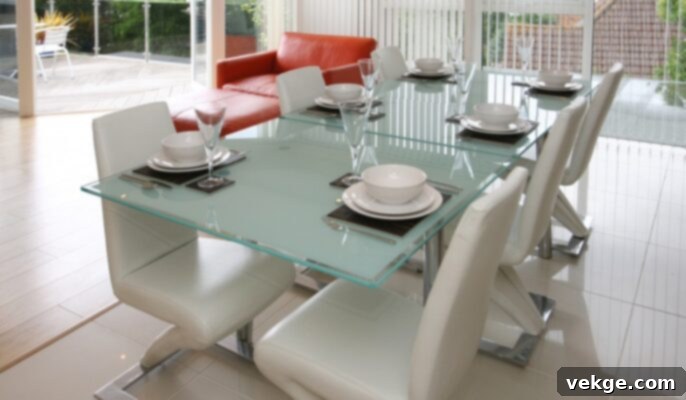 Contemporary Glass Dining Table with Modern Design