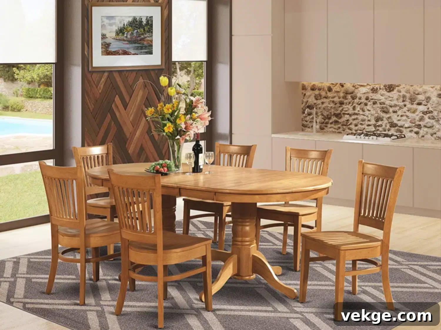 Double Pedestal Dining Table with Elegant Styling and Intricate Carvings