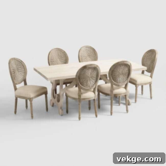 Whitewashed Wood Harp Legged Dining Table crafted from Mango Wood