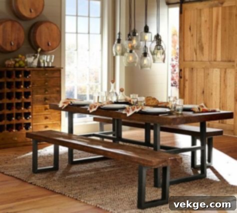 Griffin Wood Dining Table with Wrought Iron and Reclaimed Pine
