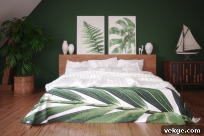 Green vintage bedroom interior