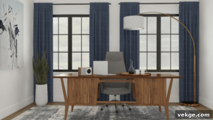Cool Tone Mid-Century Mod Office