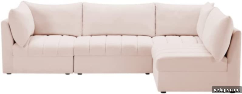 Jacob Sectional Sofa - Cute velvet modular farmhouse sectional