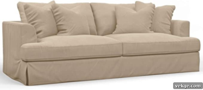 Slipcover sofa - Stain-resistant luxury farmhouse couch for families