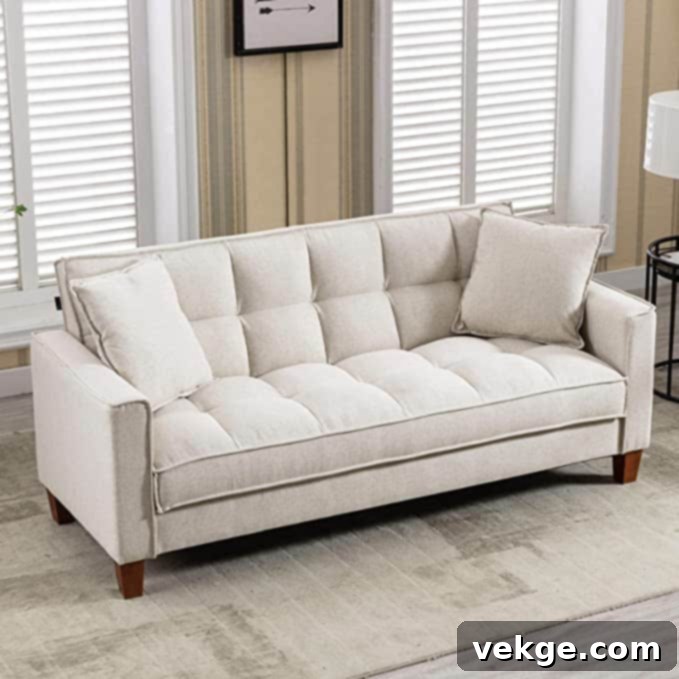 mikibama linen Sofa - Chic farmhouse style with strong springs