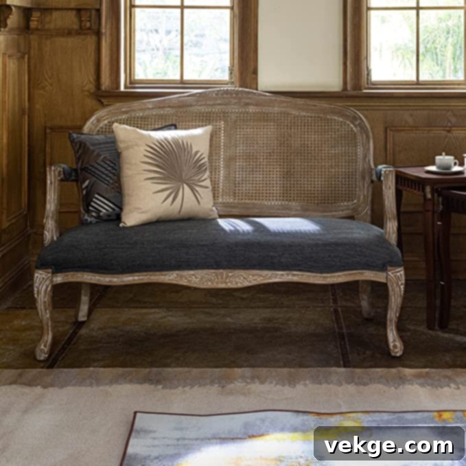 French Country Farmhouse sofa - Elegant rustic-chic wooden sofa