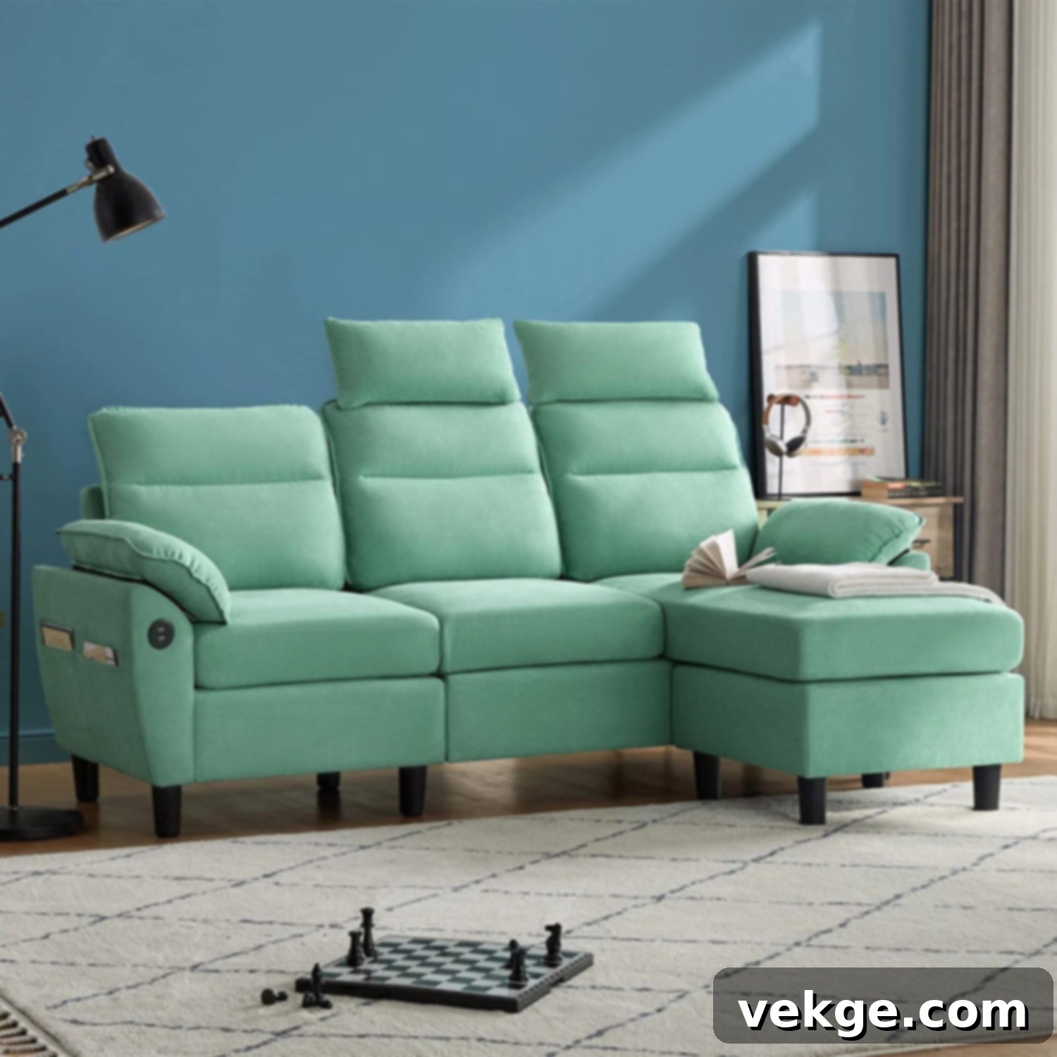 LINSY HOME Reversible Sectional Sofa Couch with USB Ports