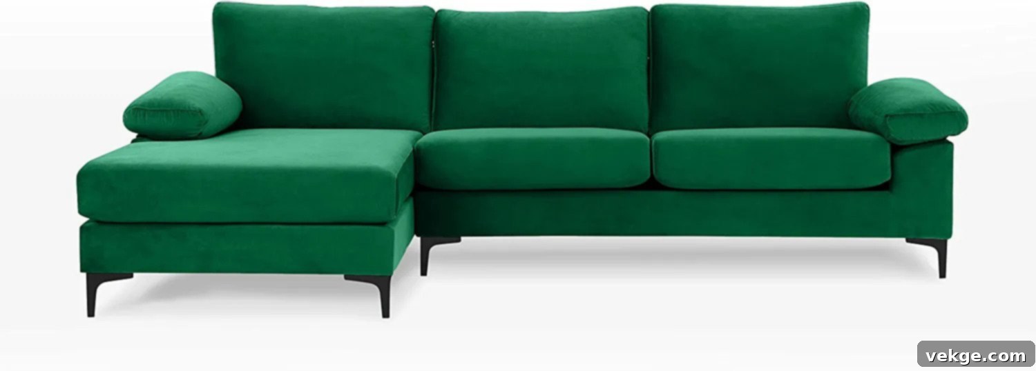 Casa Andrea Milano Olive Green Sectional Sofa with Extra-Wide Chaise