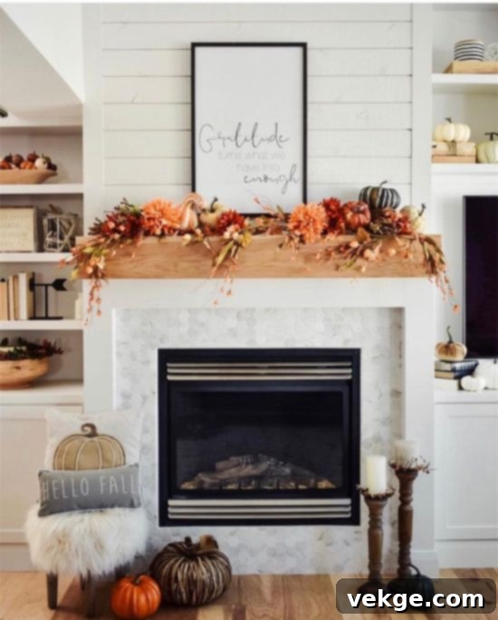 showcase your seasonal decor on living room mantel