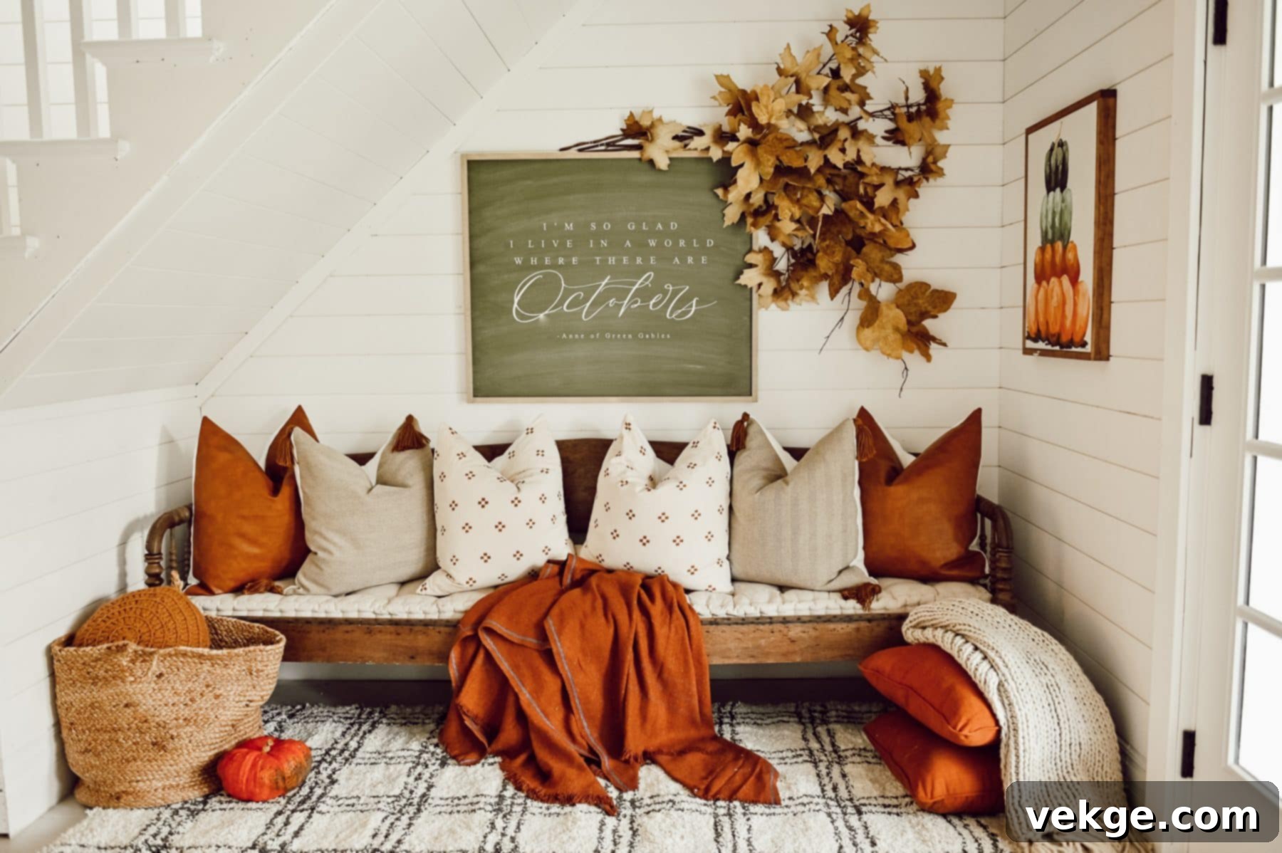 Decorative pumpkins for fall living room decor