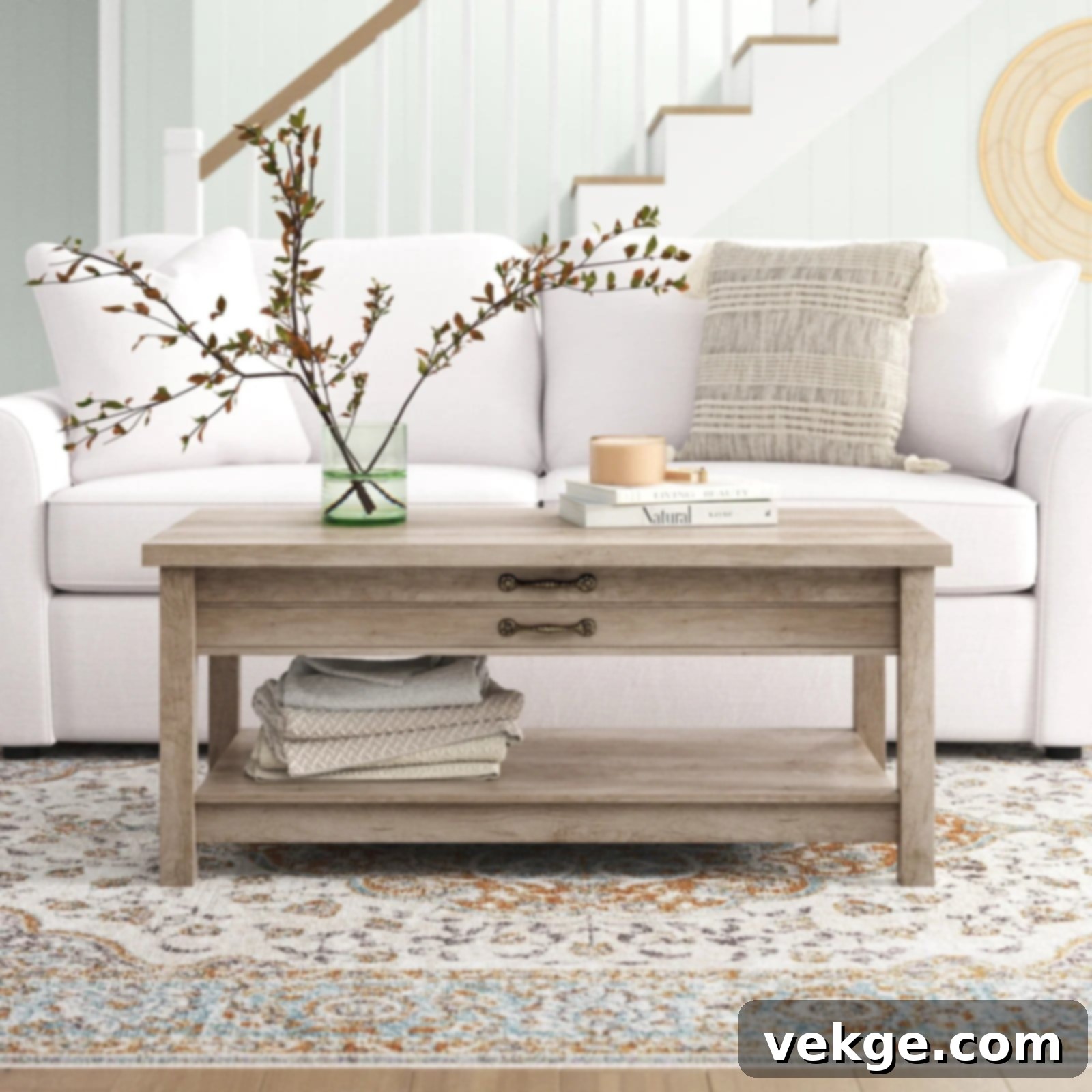 Lift Top Coffee Table with Storage and Weathered Gray Finish