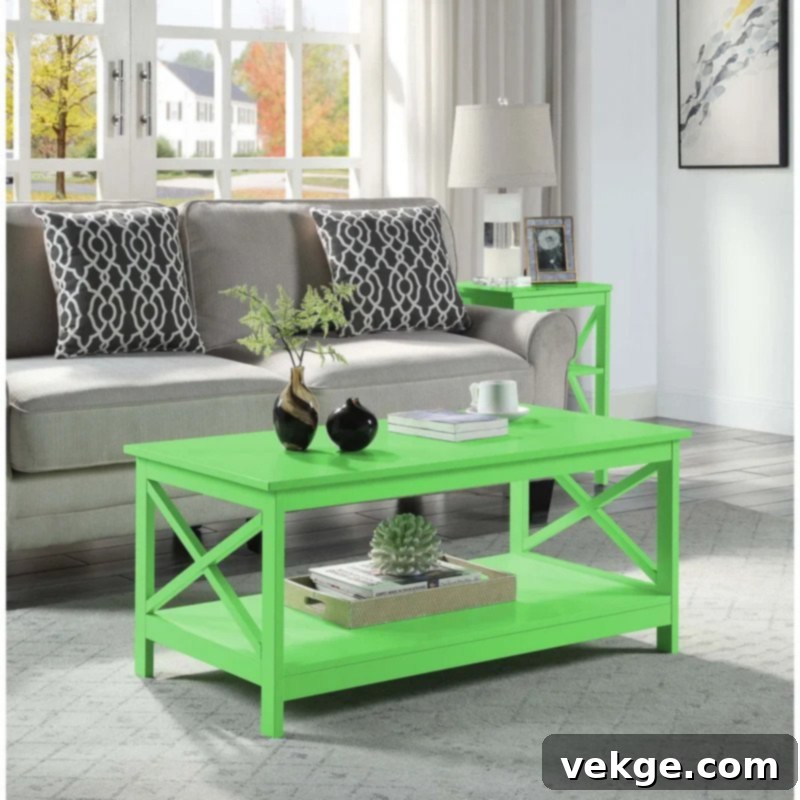 Transitional Coffee Table with Spacious Bottom Shelves