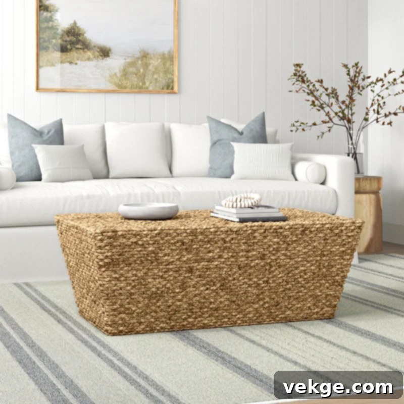 Wicker Coffee Table with Tapered Silhouette