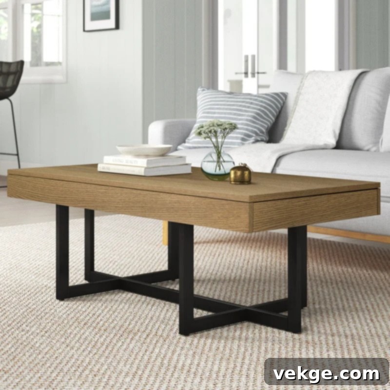 Cross Legs Coffee Table with Storage Drawers