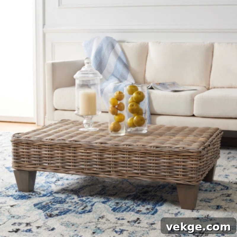 Wicker Coffee Table with Colonial Styled Legs