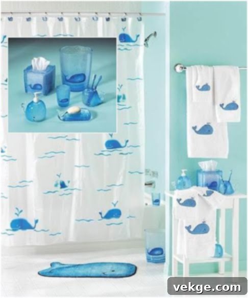 White Bathroom with Blue Whale Art