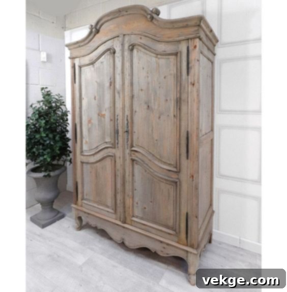 Rustic wooden wardrobe with a coastal feel