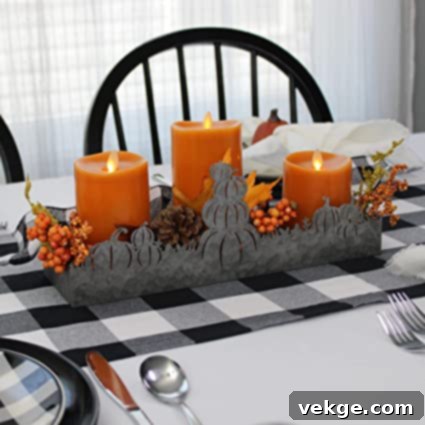 Candle holder with autumn themed decorations