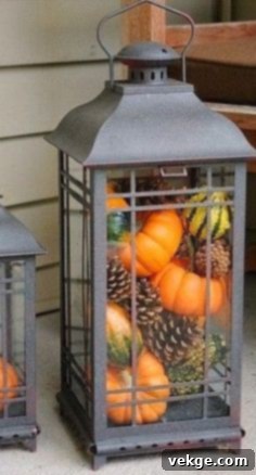 Smaller lanterns in varying styles for indoor or outdoor fall decor