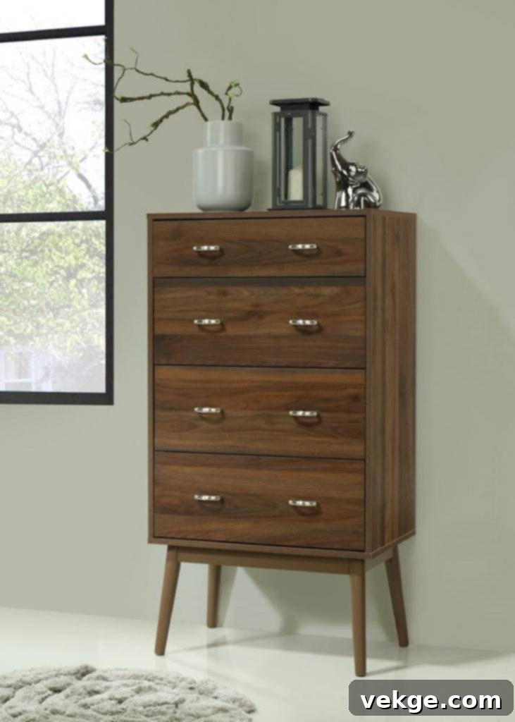 4D Concepts Montage Mid-Century 4-Drawer Chest with espresso laminated finish