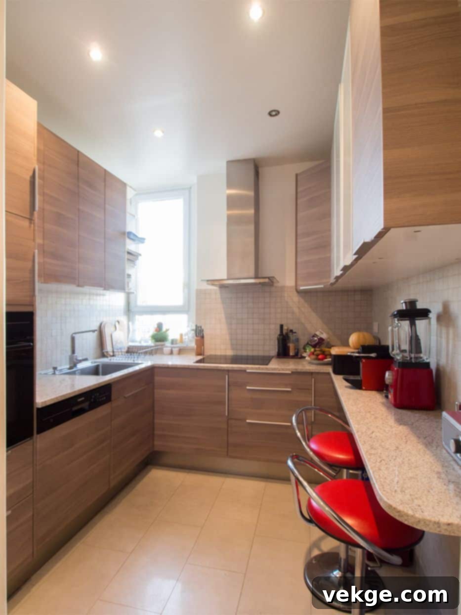 A warm and inviting Parisian kitchen featuring classic wooden cabinetry, a range cooker, and a charming window.