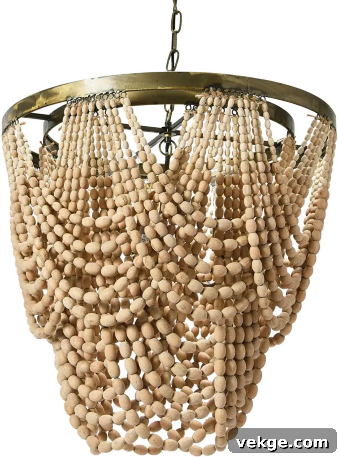 Rustic Farmhouse Boho Light Fixture with wood beads