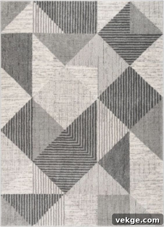 Lisbon Collection Grey Geometric Mid-Century Lujo Rug