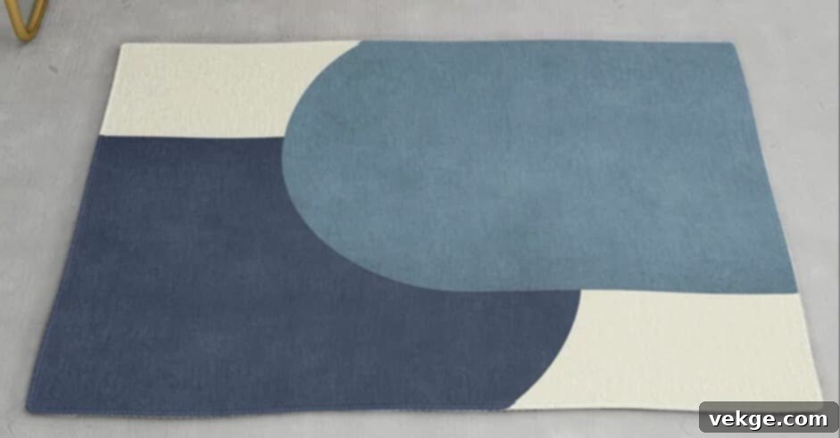 Society6 Halfmoon Colorblock Blue Mid-Century Modern Rug