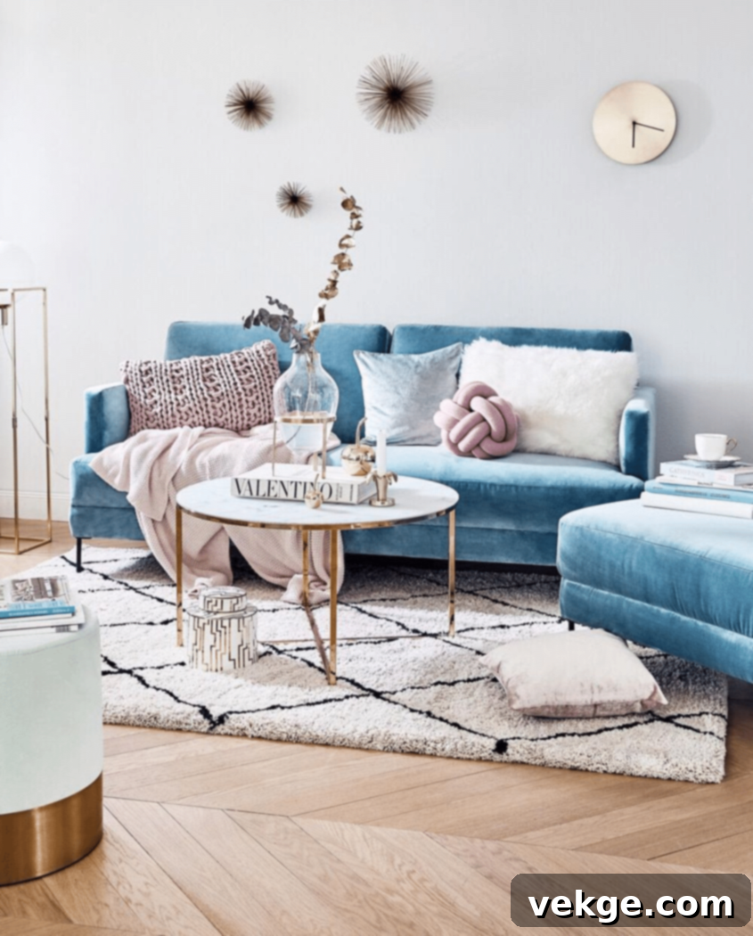 blue velvet sofa 