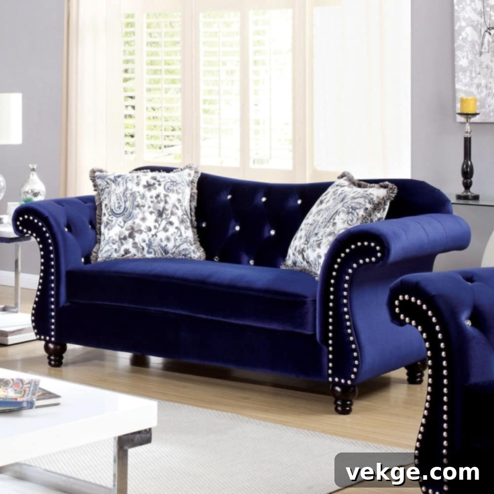 Blue Emillio Upholstered Sofa