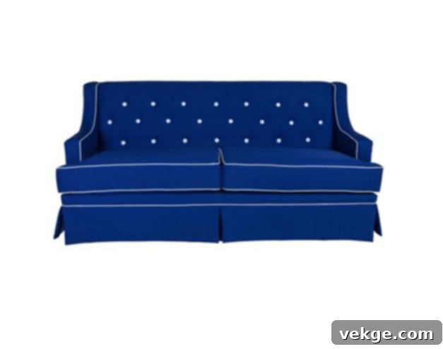 Blue Charolette Sofa with Skirt