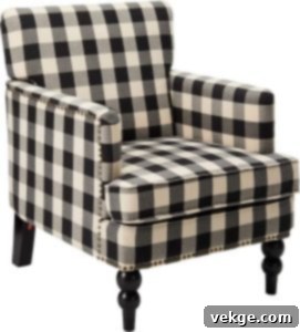 Buffalo plaid accent farmhouse chair